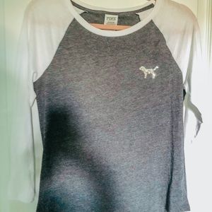 PINK VS Quarter Sleeve Sequin Dog Top